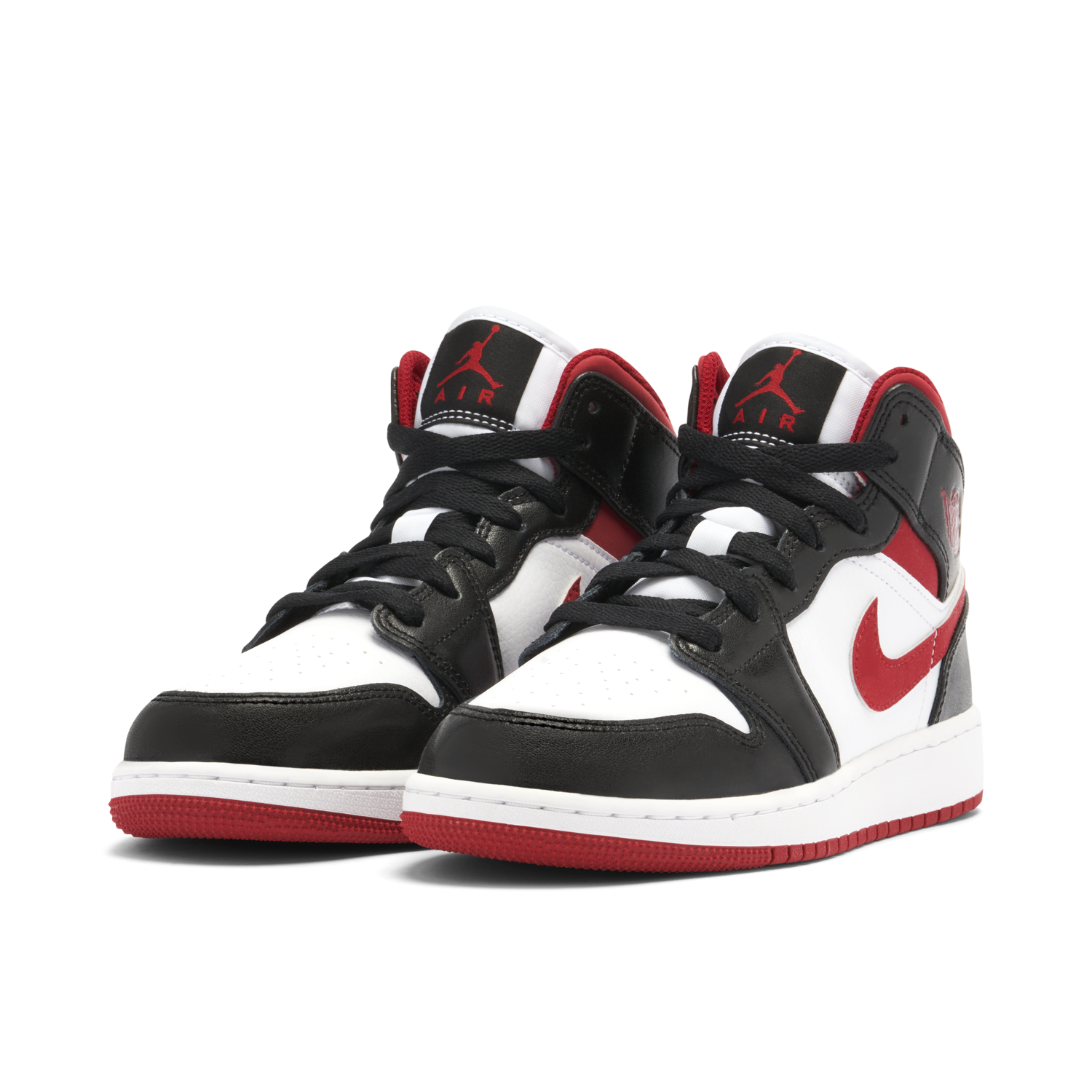 Air Jordan 1 Mid Black White Gym Red GS DJ4695-122