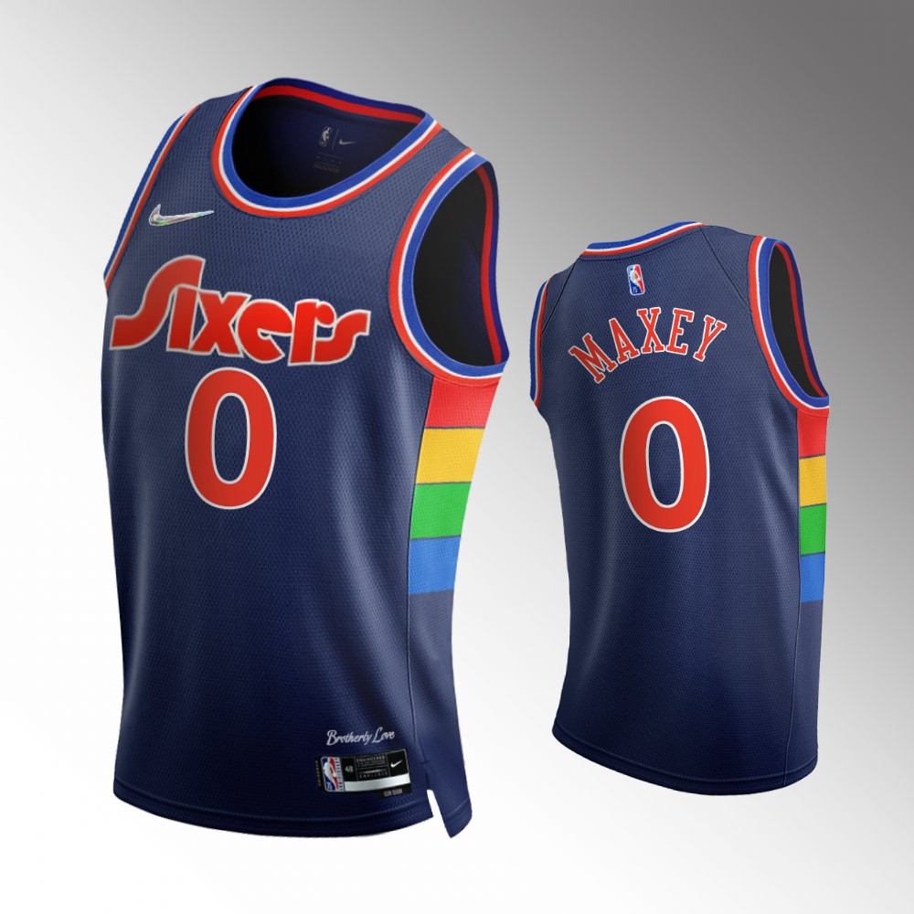 #0 Tyrese Maxey 76ers Royal 2021-22 75th Diamond Anniversary City Edition Jersey