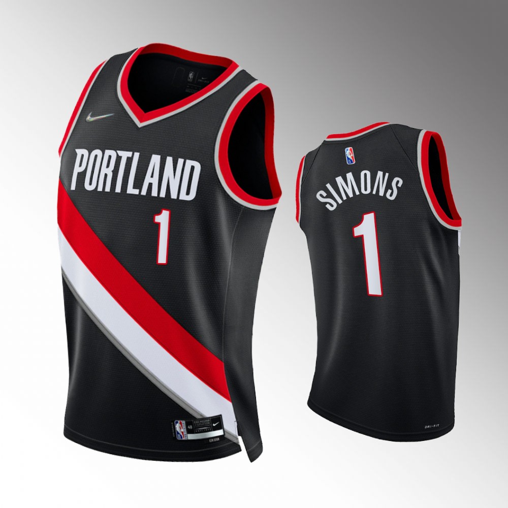 #1 Anfernee Simons Blazers Black 2021-22 75th Diamond Anniversary Icon Edition Jersey