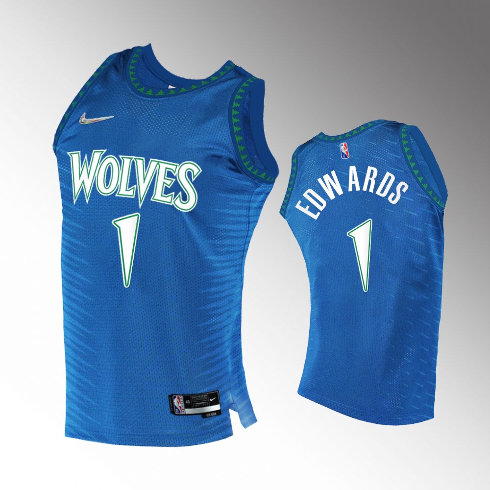 #1 Anthony Edwards Timberwolves Royal 2021-22 75th Diamond Anniversary City Edition Jersey