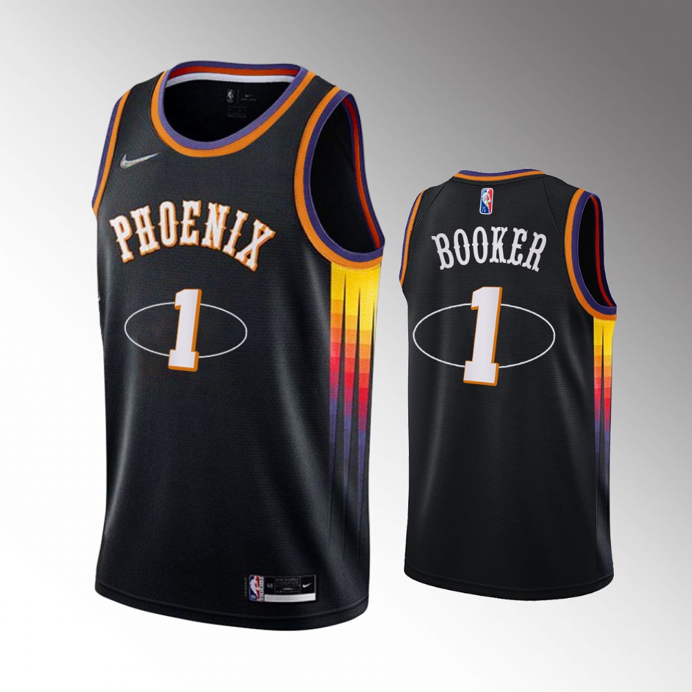 #1 Devin Booker Suns Black 2021-22 75th Diamond Anniversary Mash-up Jersey