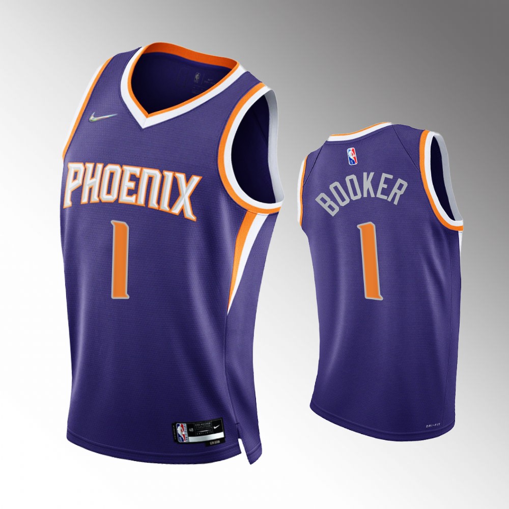 #1 Devin Booker Suns Purple 2021-22 75th Diamond Anniversary Icon Edition Jersey