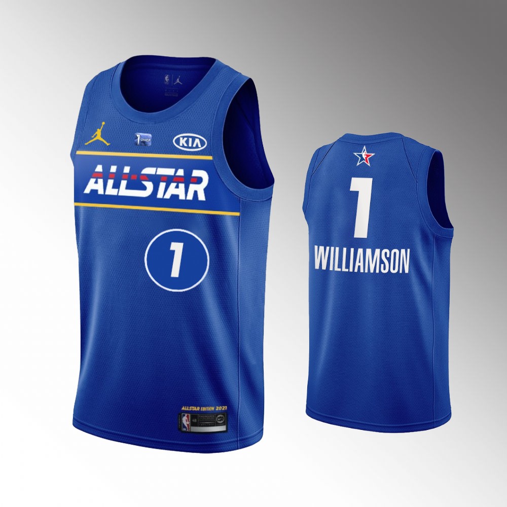 #1 Zion Williamson New Orleans Pelicans 2021 All-Star WILLIAMSON Jersey Blue