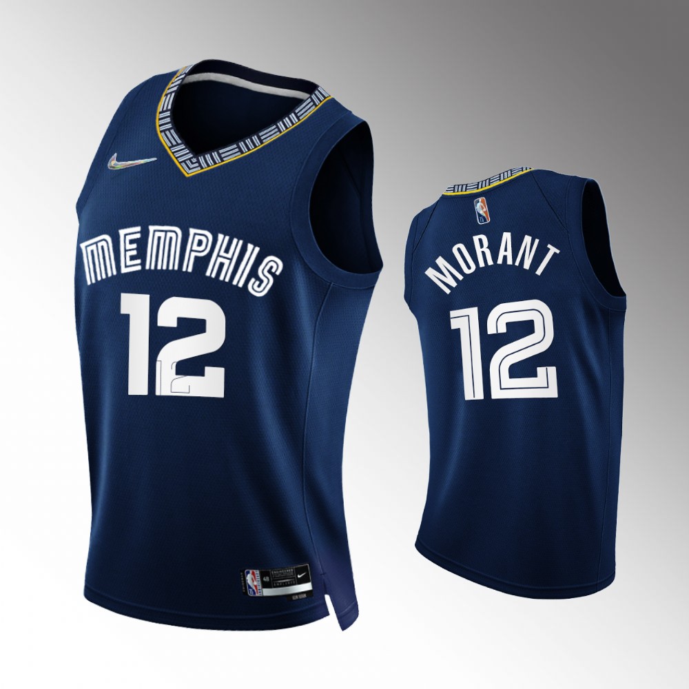 #12 Ja Morant Grizzlies Navy 2021-22 75th Diamond Anniversary City Edition Jersey