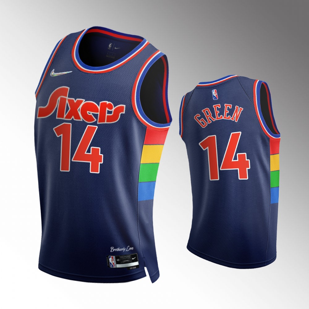 #14 Danny Green 76ers Royal 2021-22 75th Diamond Anniversary City Edition Jersey