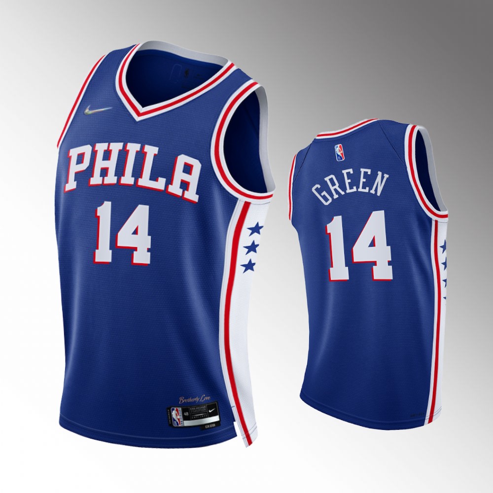 #14 Danny Green 76ers Royal 2021-22 75th Diamond Anniversary Icon Edition Jersey