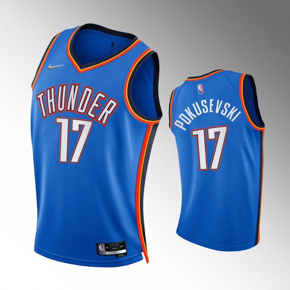 #17 Aleksej Pokusevski Thunder Blue 2021-22 75th Diamond Anniversary Icon Edition Jersey