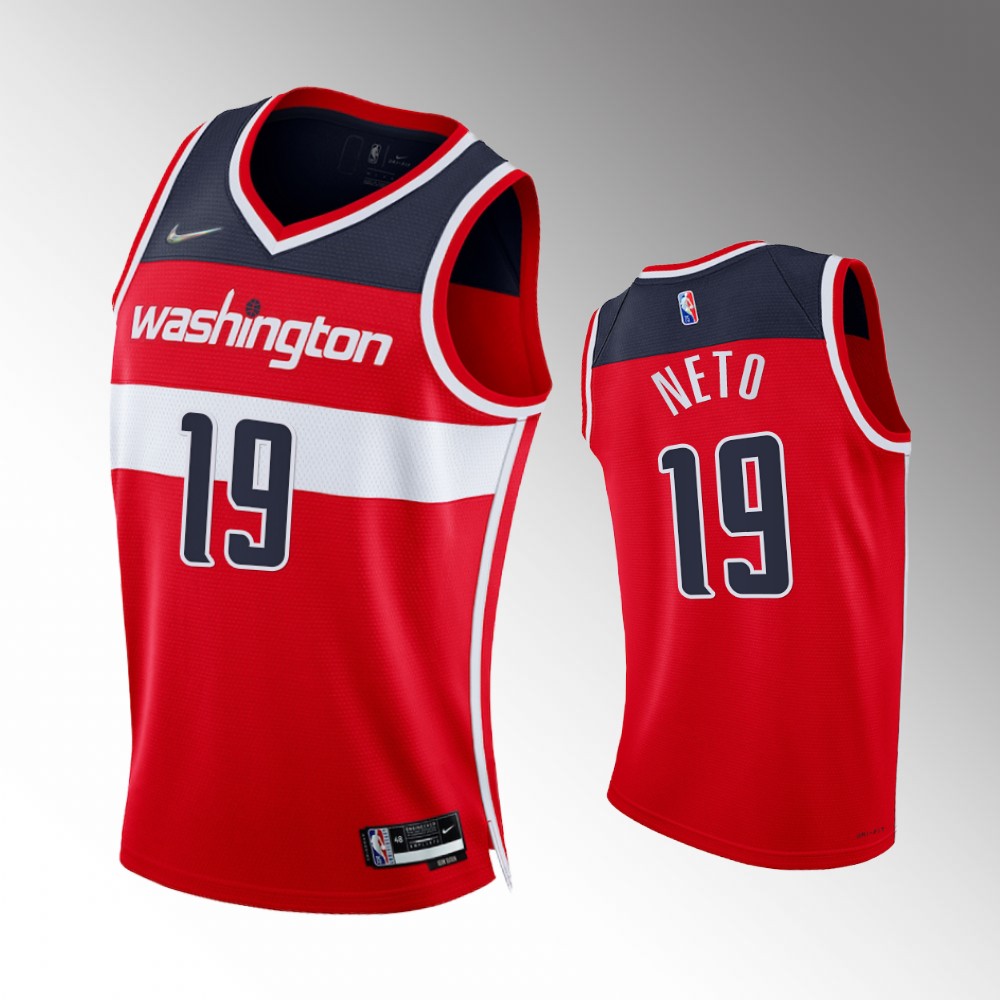 #19 Raul Neto Wizards Red 2021-22 75th Diamond Anniversary Icon Edition Jersey