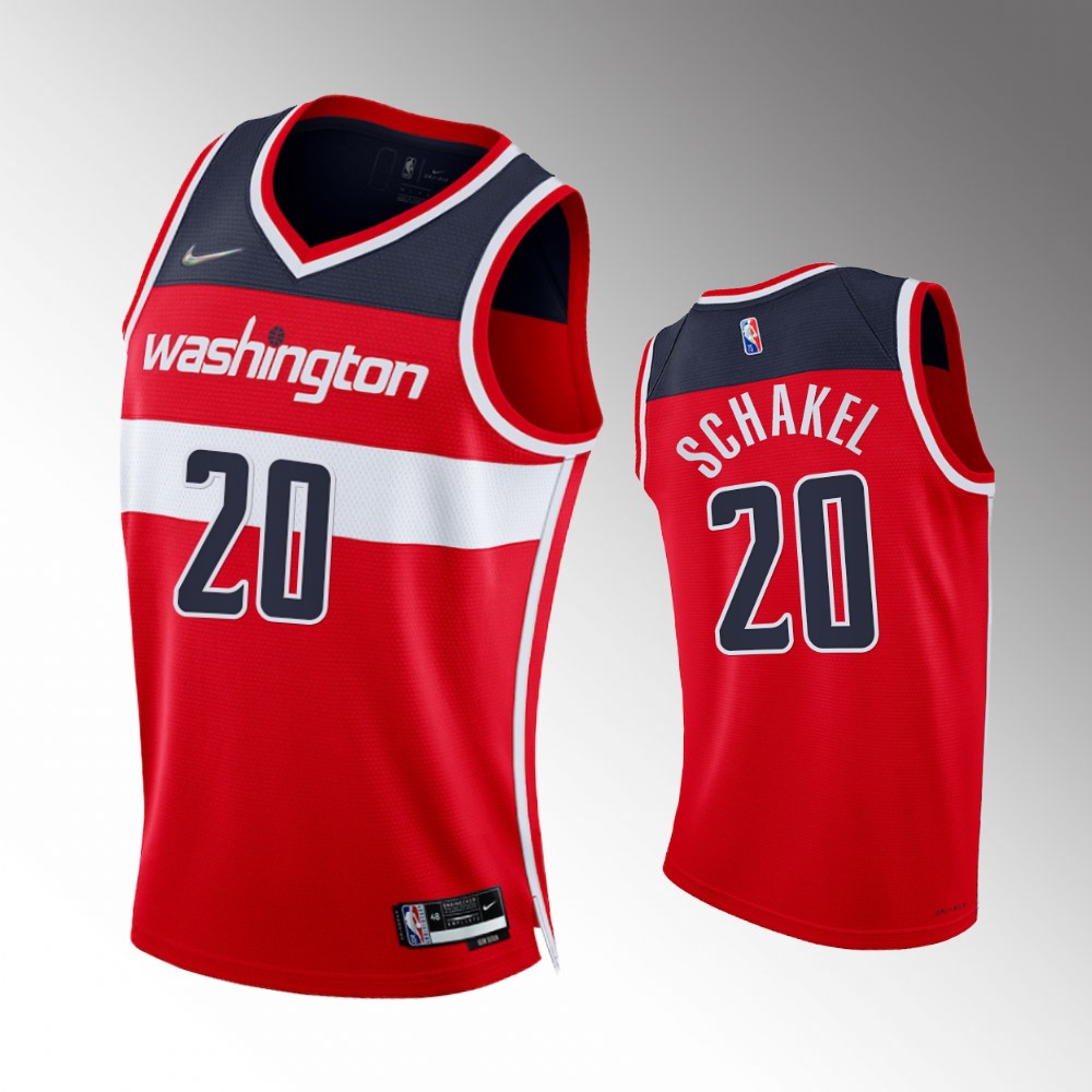 #20 Jordan Schakel Wizards Red 2021-22 75th Diamond Anniversary Icon Edition Jersey