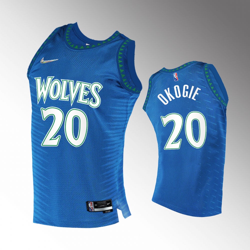 #20 Josh Okogie Timberwolves Royal 2021-22 75th Diamond Anniversary City Edition Jersey