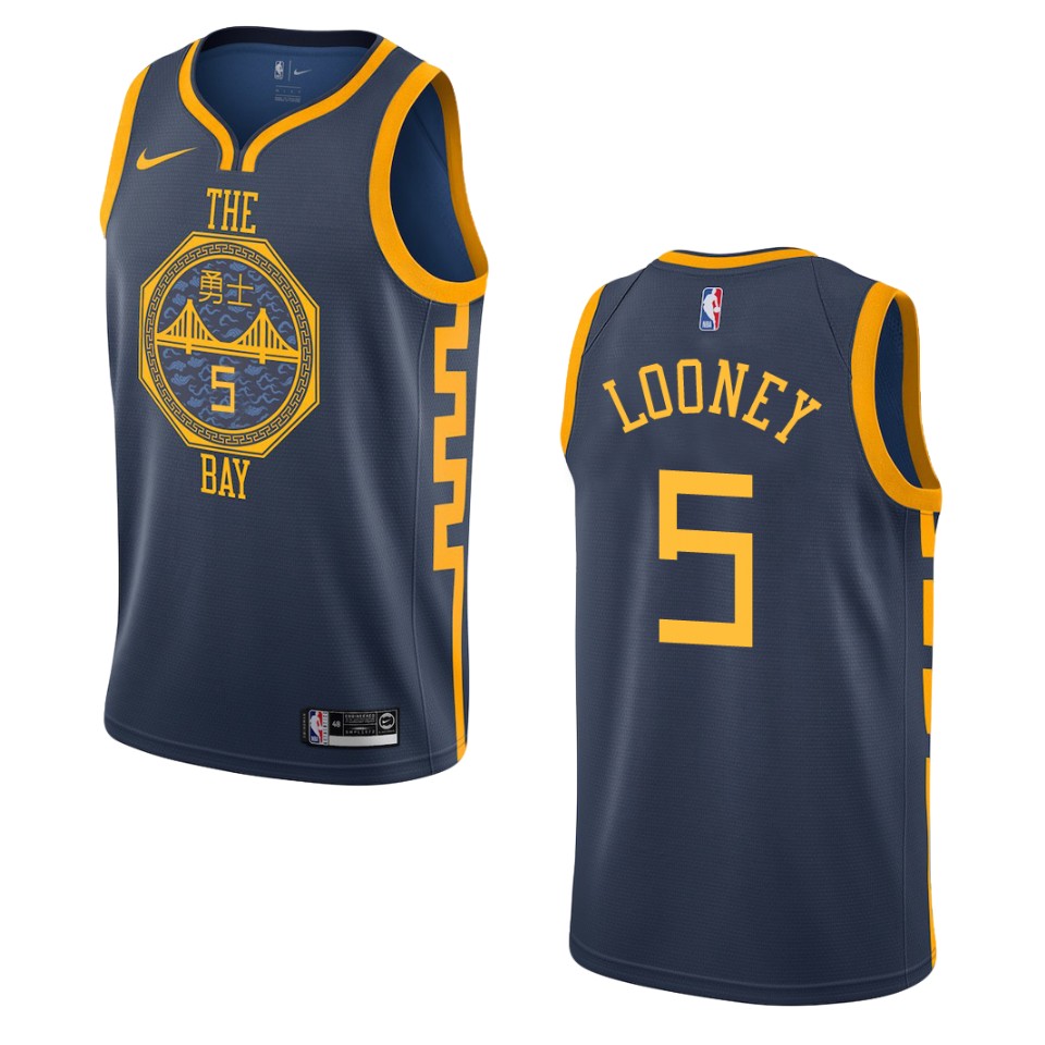 2019-20 Men Golden State Warriors #5 Kevon Looney City Edition Swingman Jersey - Navy