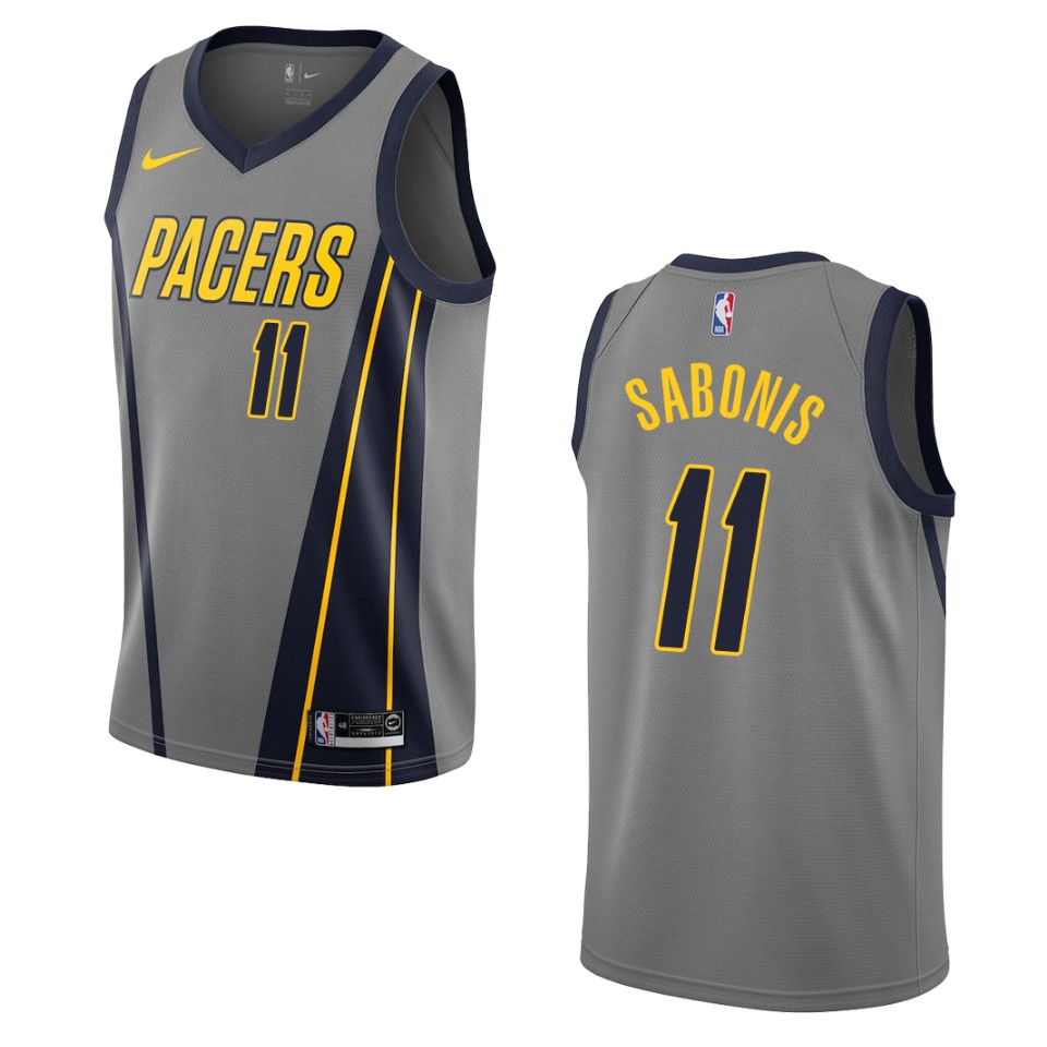 2019-20 Men Indiana Pacers #11 Domantas Sabonis City Swingman Jersey - Gray