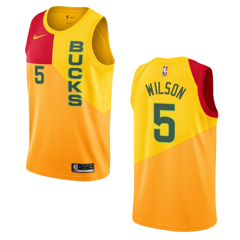 2019-20 Men Milwaukee Bucks #5 D.J. Wilson City Edition Swingman Jersey - Yellow