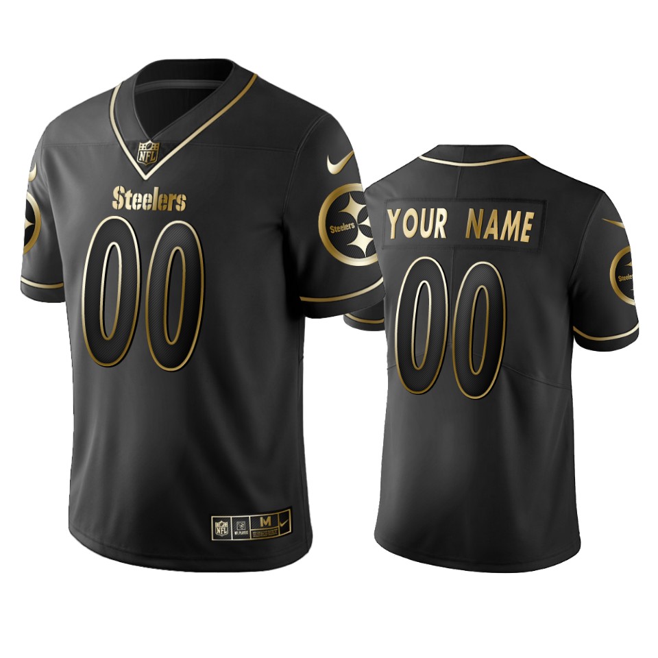 2019 Pittsburgh Steelers Custom Black Golden Edition Vapor Untouchable Limited Jersey - Men's
