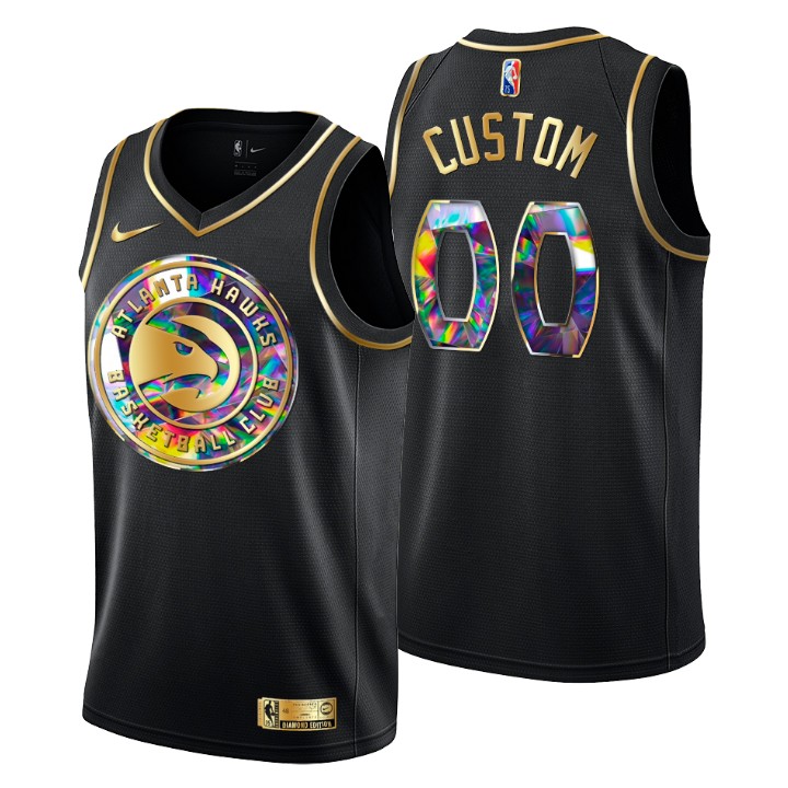2021-22 Miami Heat Custom #00 Golden Edition Diamond Logo Black Swingman Jersey