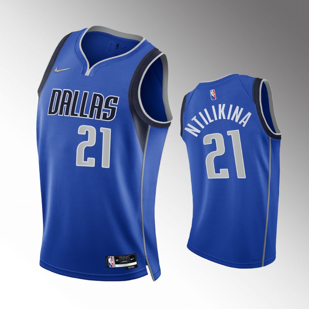 #21 Frank Ntilikina Mavericks Blue 2021-22 75th Diamond Anniversary Icon Edition Jersey