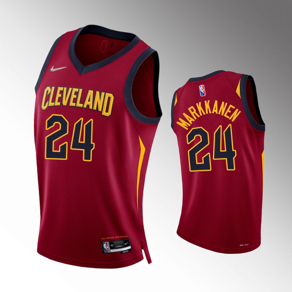 #24 Lauri Markkanen Cavaliers Wine 2021-22 75th Diamond Anniversary Icon Edition Jersey