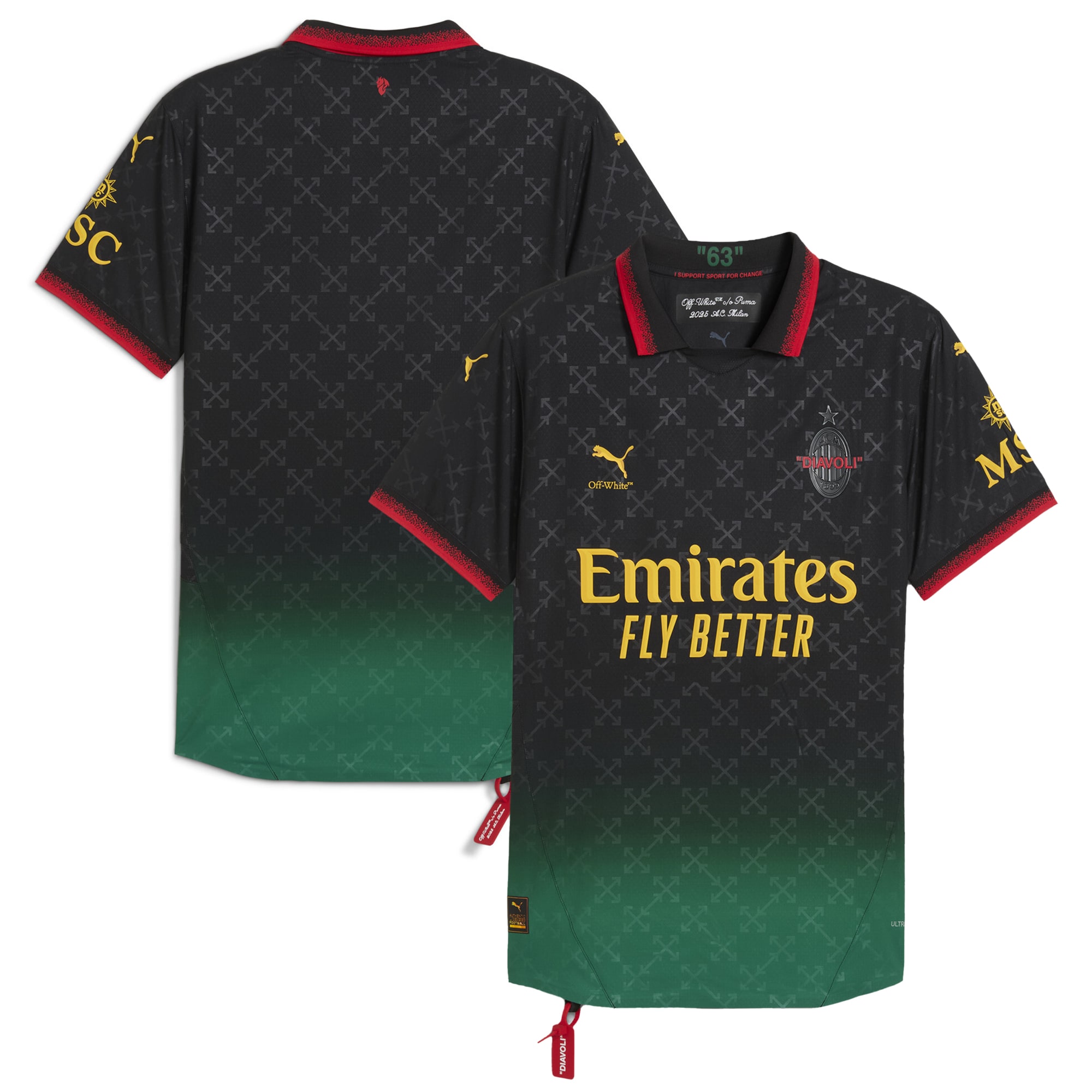 AC Milan x Off-White Puma 2024/25 Away Authentic Jersey - Black/Green