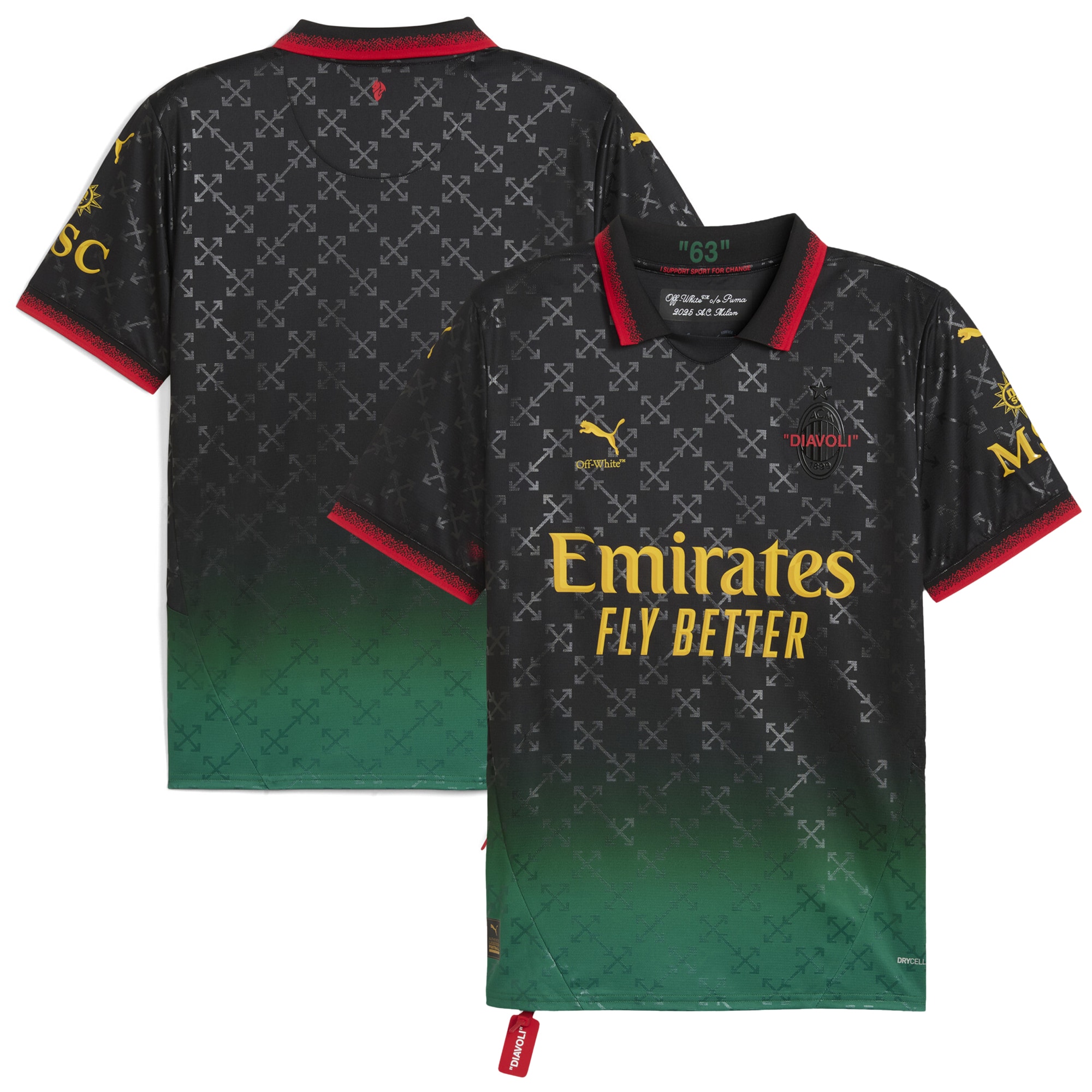 AC Milan x Off-White Puma 2024/25 Away Replica Jersey - Black/Green