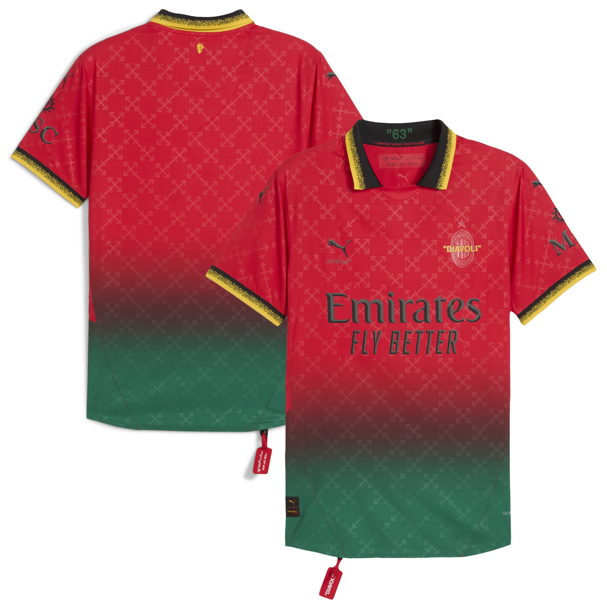AC Milan x Off-White Puma 2024/25 Home Authentic Jersey - Red/Black