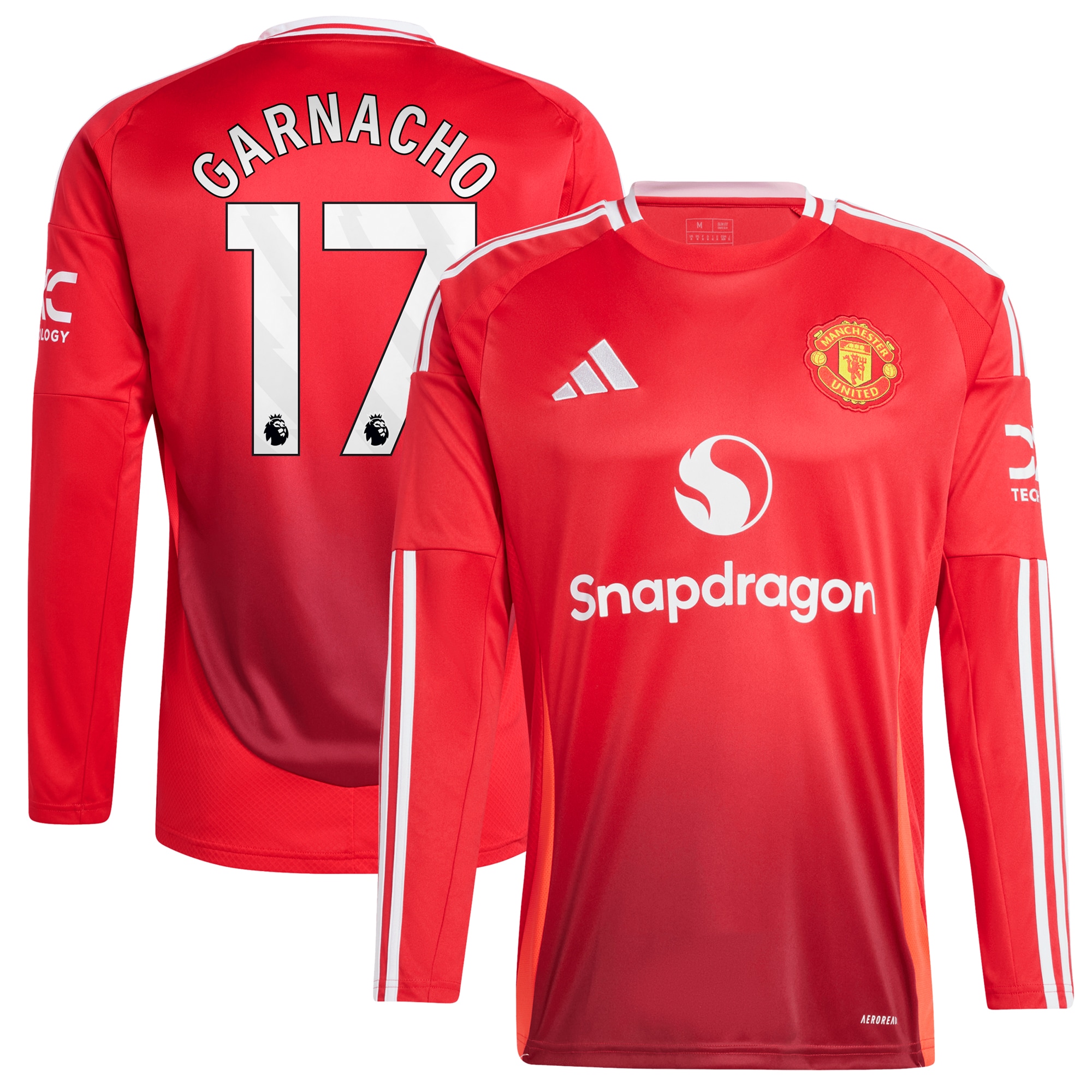 Alejandro Garnacho Manchester United 2024/25 Home Long Sleeve Replica Player Jersey - Red