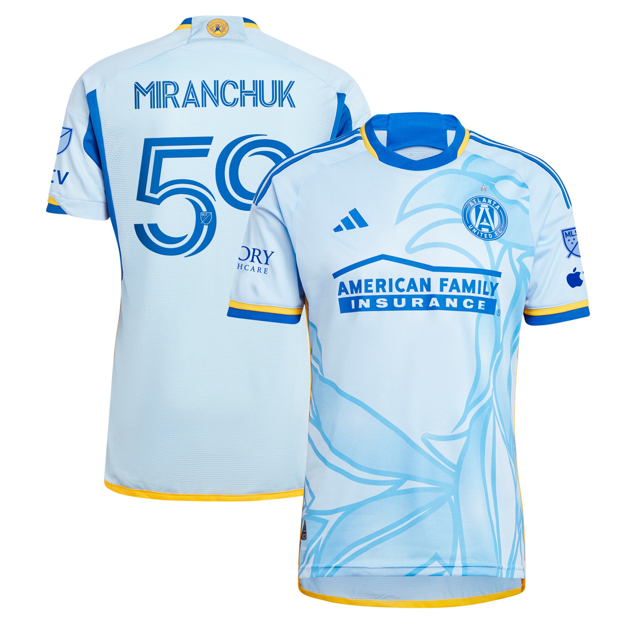 Aleksei Miranchuk Atlanta United FC adidas 2024 The Resurgens Kit Authentic Player Jersey - Light Blue