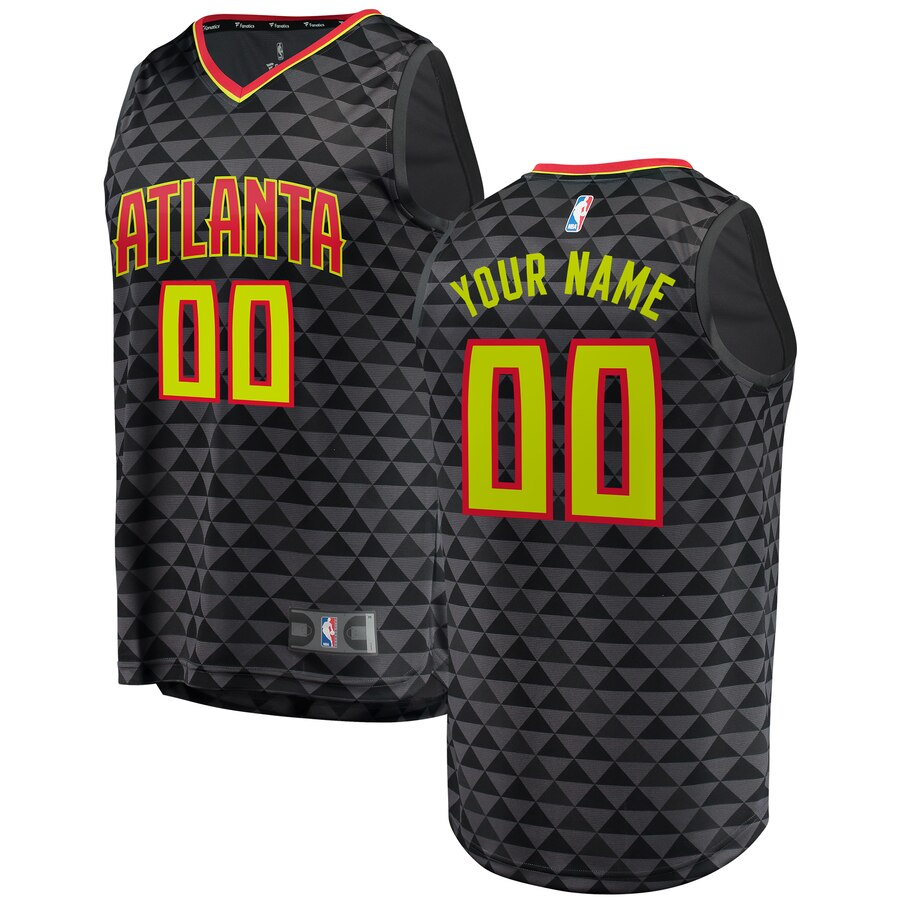 Atlanta Hawks Fanatics Branded Fast Break Custom Replica Jersey Black - Icon Edition
