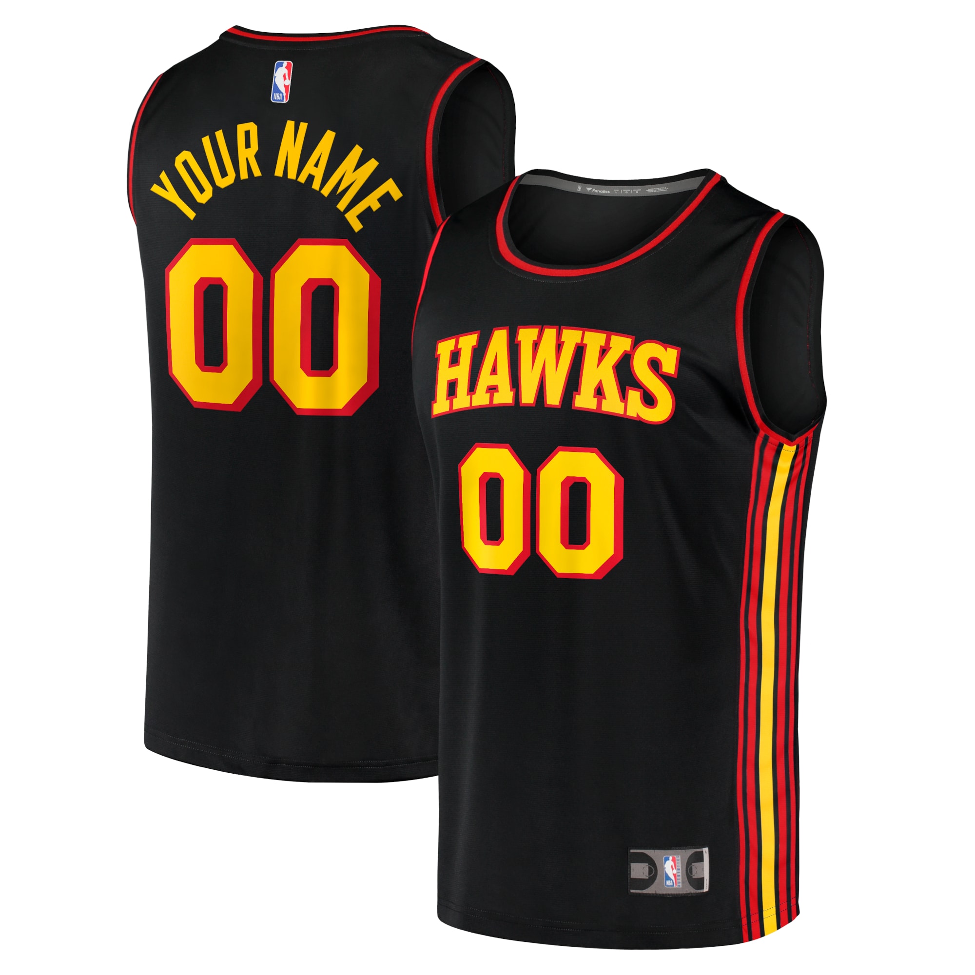 Atlanta Hawks Fanatics Branded Fast Break Replica Custom Jersey Black - Statement Edition