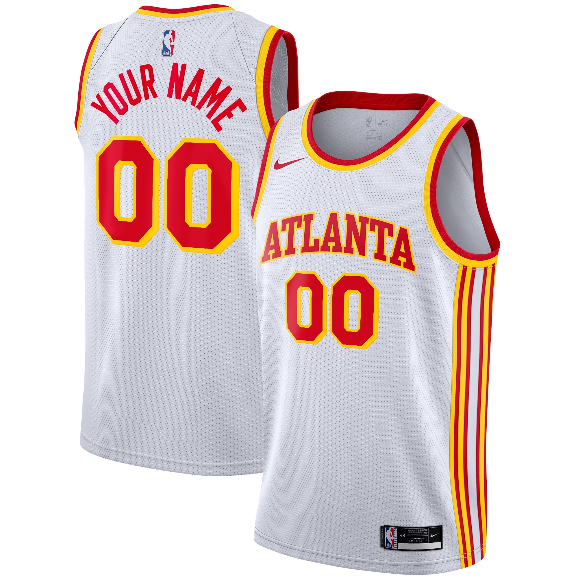 Atlanta Hawks Nike Association Edition Swingman Jersey - White - Custom - Youth