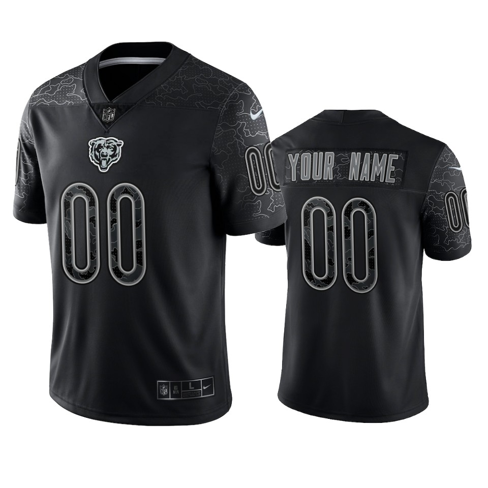 Bears Custom Reflective Limited Black Jersey Men's