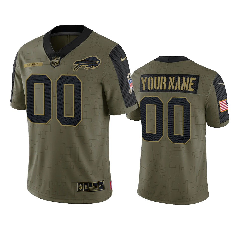 Bills Custom Limited Jersey Olive 2021 Salute To Service