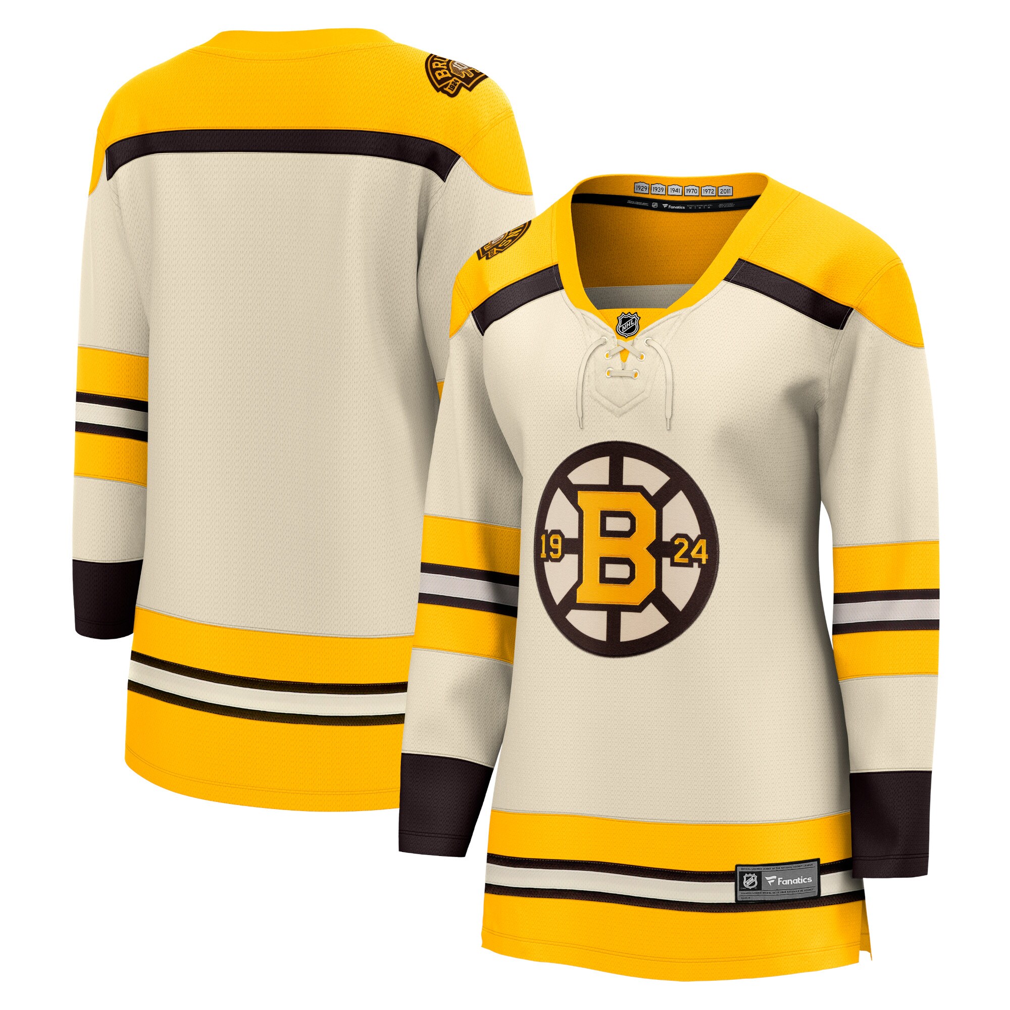  Boston Bruins Fanatics Women's 100th Anniversary Premier Breakaway Jersey - Cream