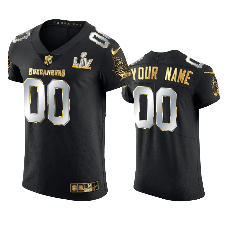 Buccaneers Custom Black Super Bowl LV Golden Elite Jersey