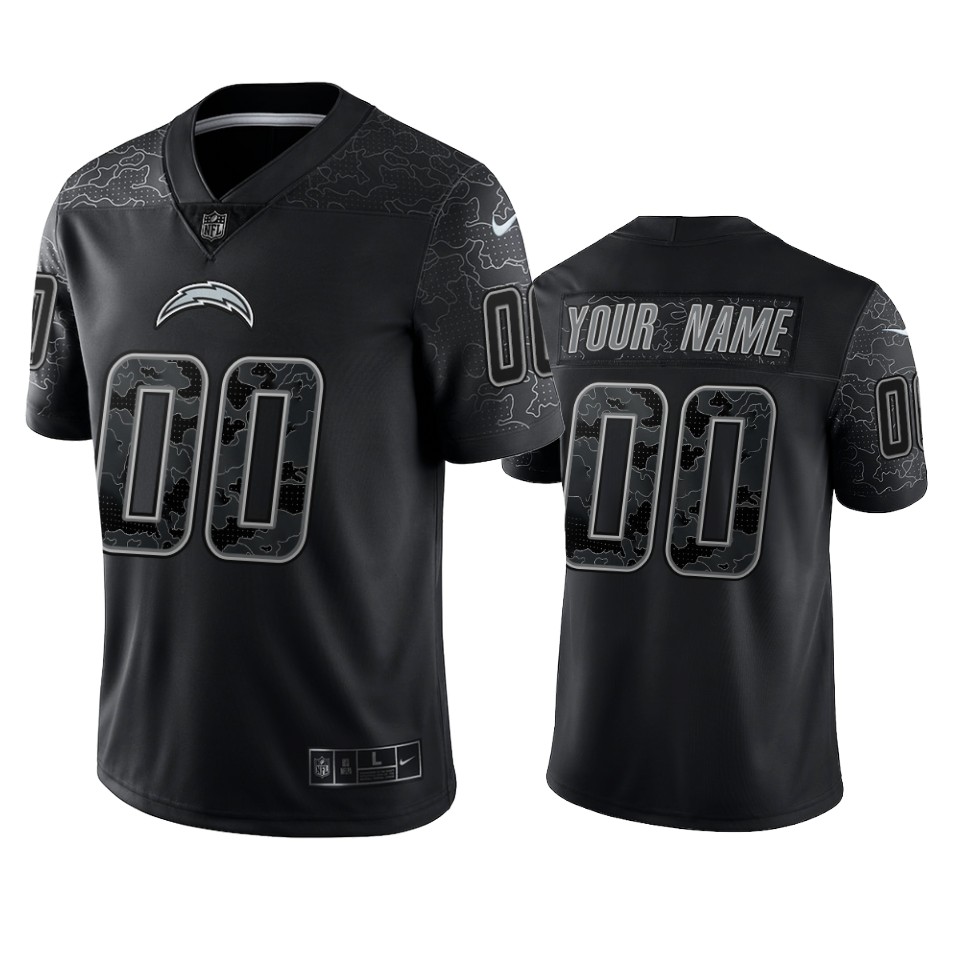 Chargers Custom Reflective Limited Black Jersey Men's