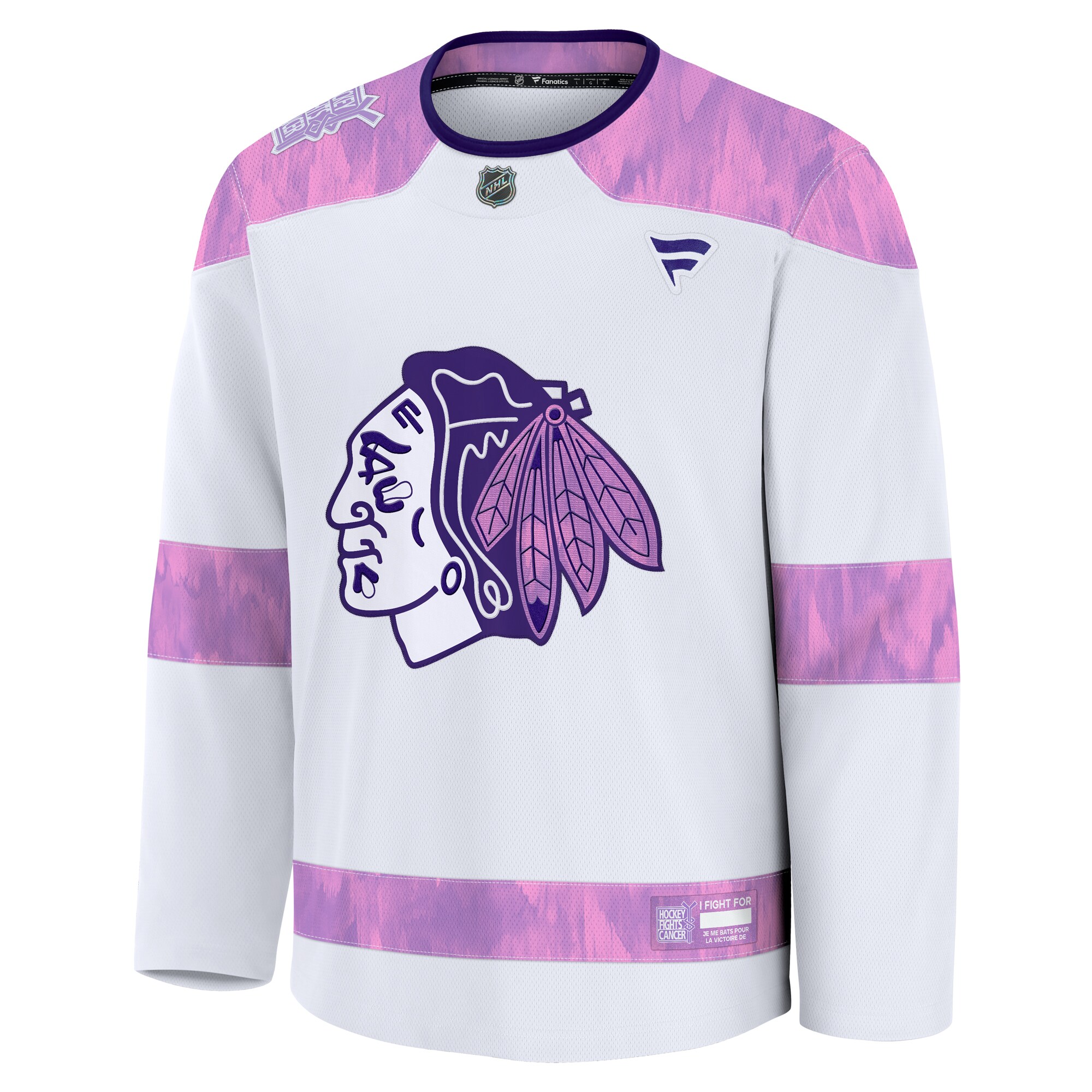  Chicago Blackhawks Fanatics 2024 Hockey Fights Cancer Practice Jersey - White