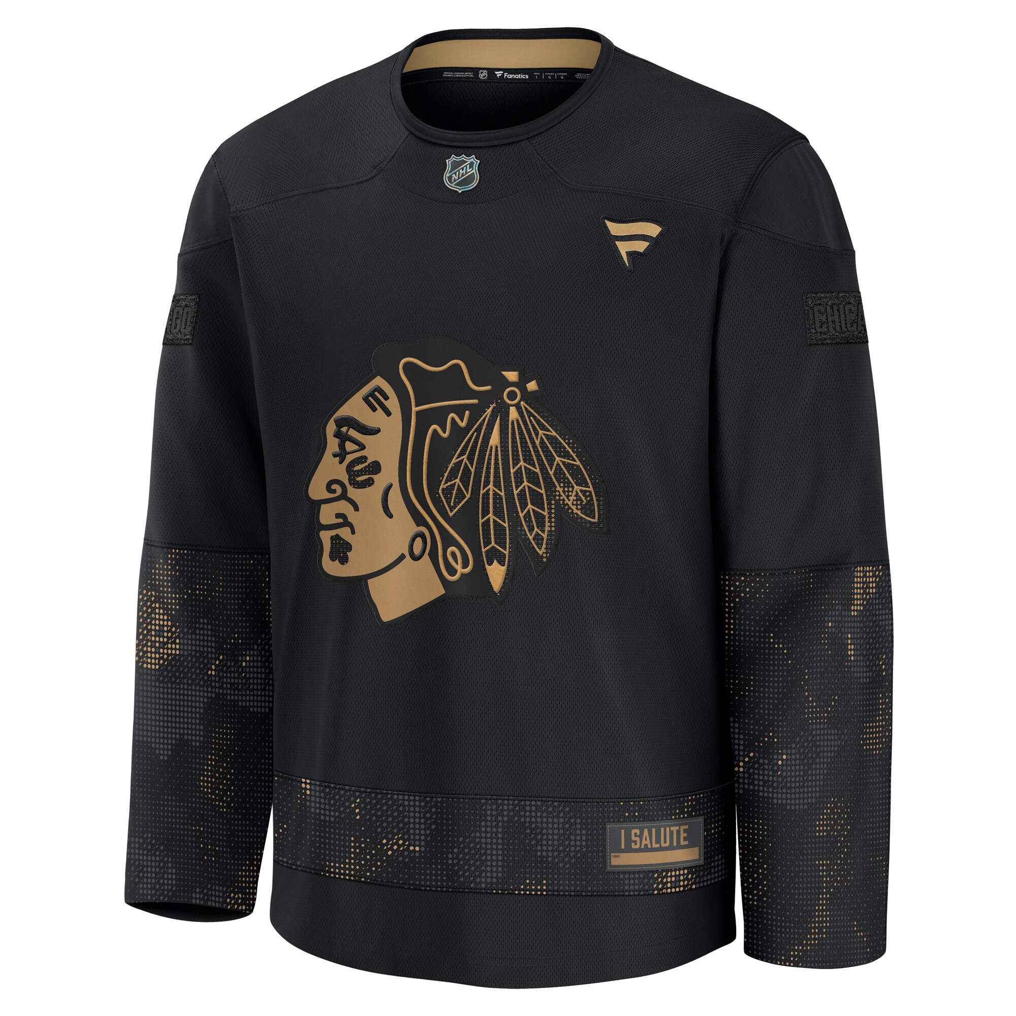  Chicago Blackhawks Fanatics 2024 Military Appreciation Practice Jersey - Black