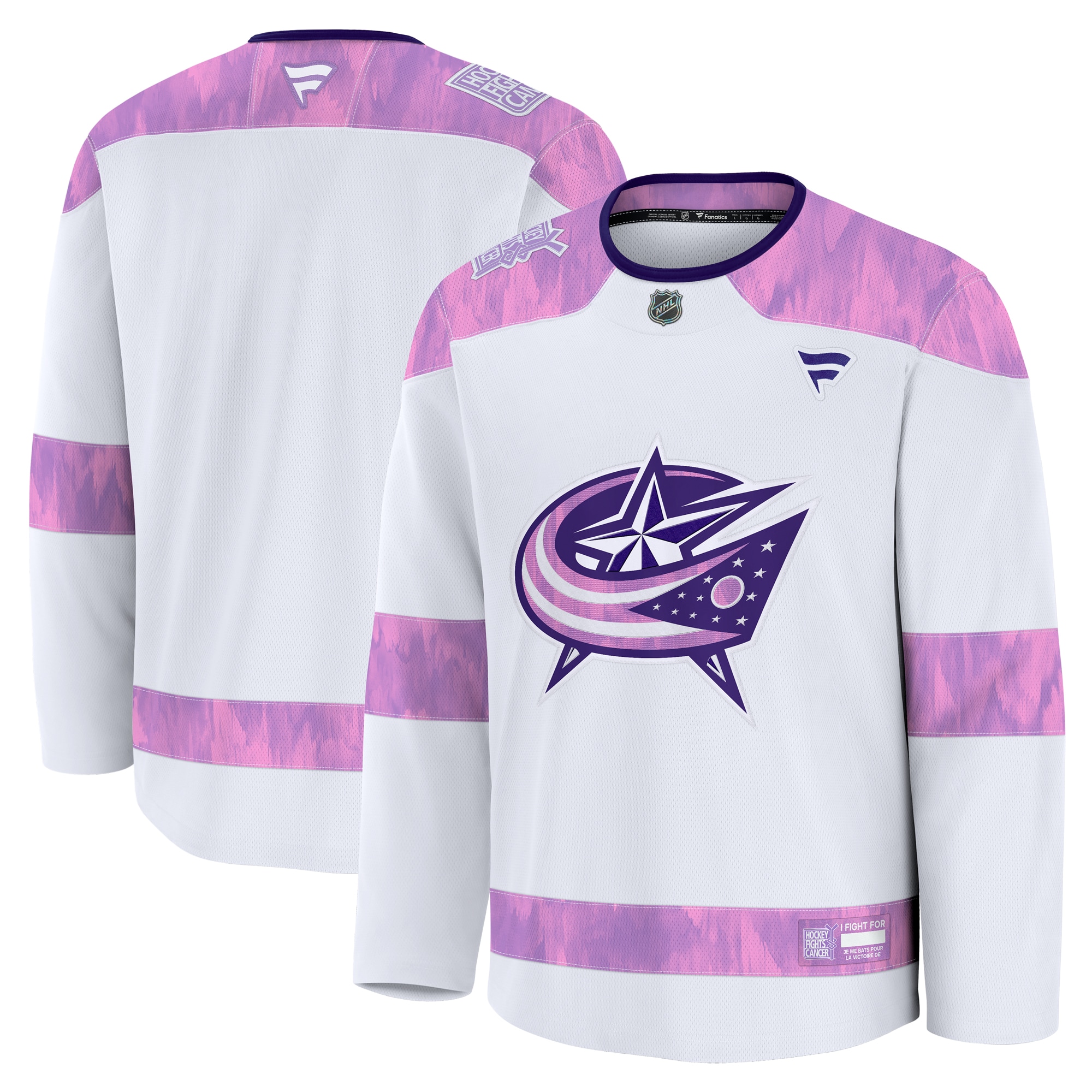  Columbus Blue Jackets Fanatics 2024 Hockey Fights Cancer Practice Jersey - White
