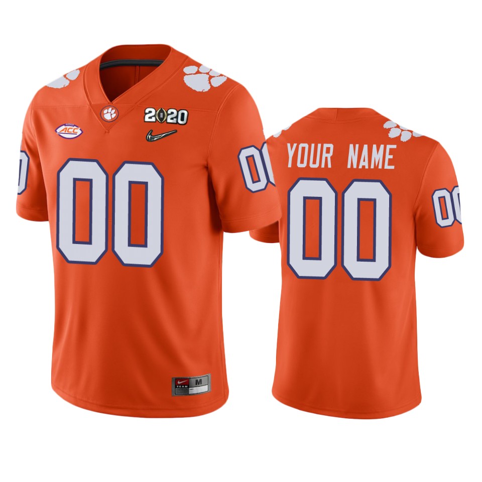 Custom Clemson Tigers 2020 National Championship Orange Jersey