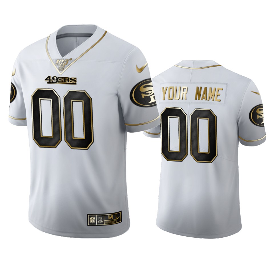 Custom  White 100th Season Golden Edition Jersey