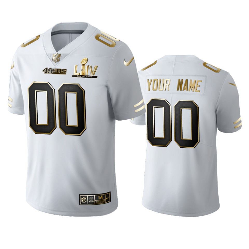 Custom  White Super Bowl LIV Golden Edition Jersey
