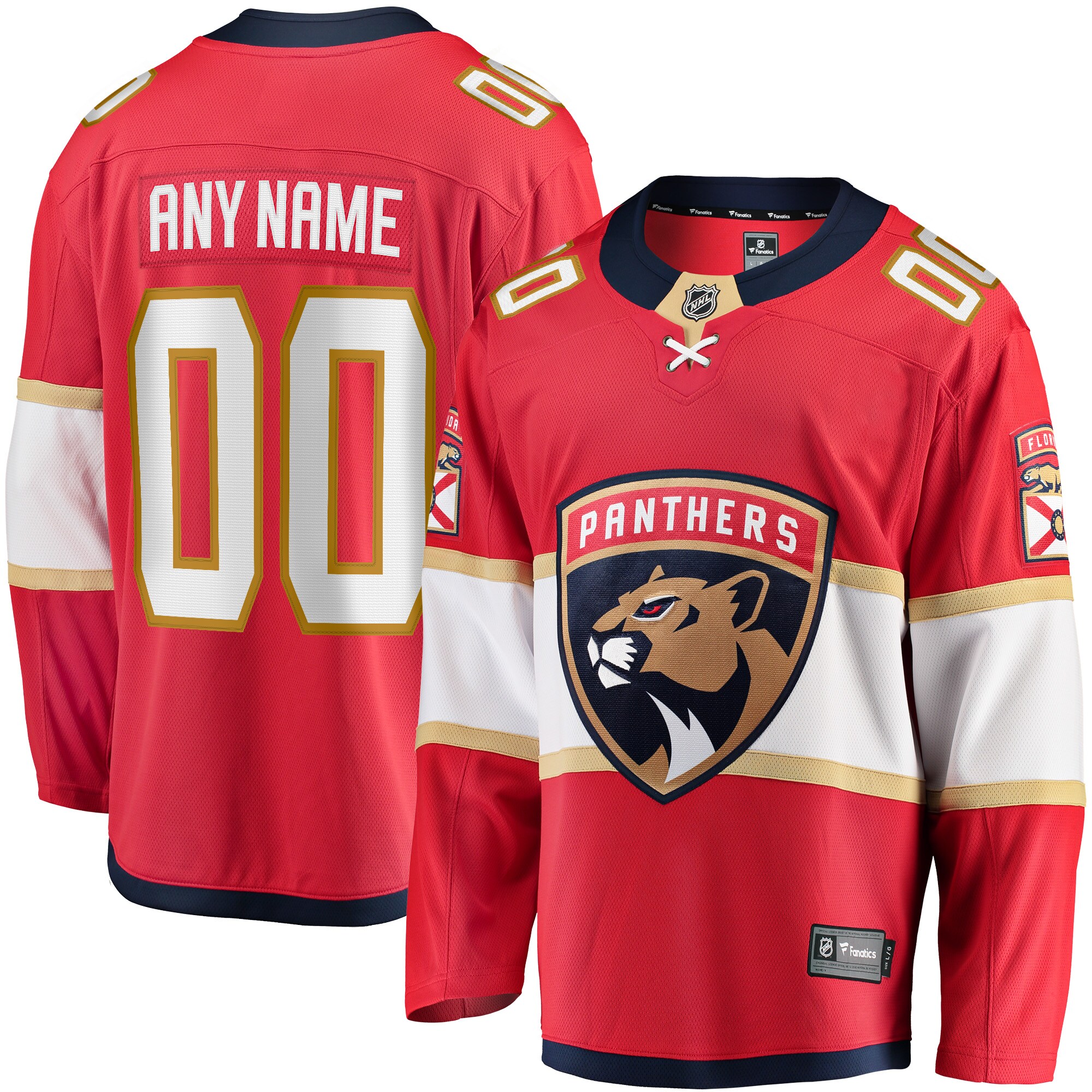 Florida Panthers Fanatics Youth Home Breakaway Custom Jersey - Red