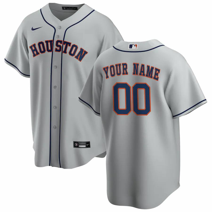 Houston Astros Nike Road 2020 Replica Custom Jersey â€“ Gray