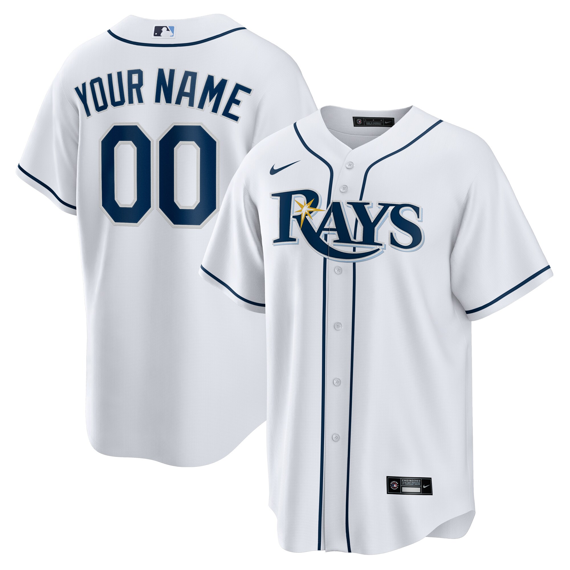Men's Tampa Bay Rays Nike White Home Replica Custom Jersey