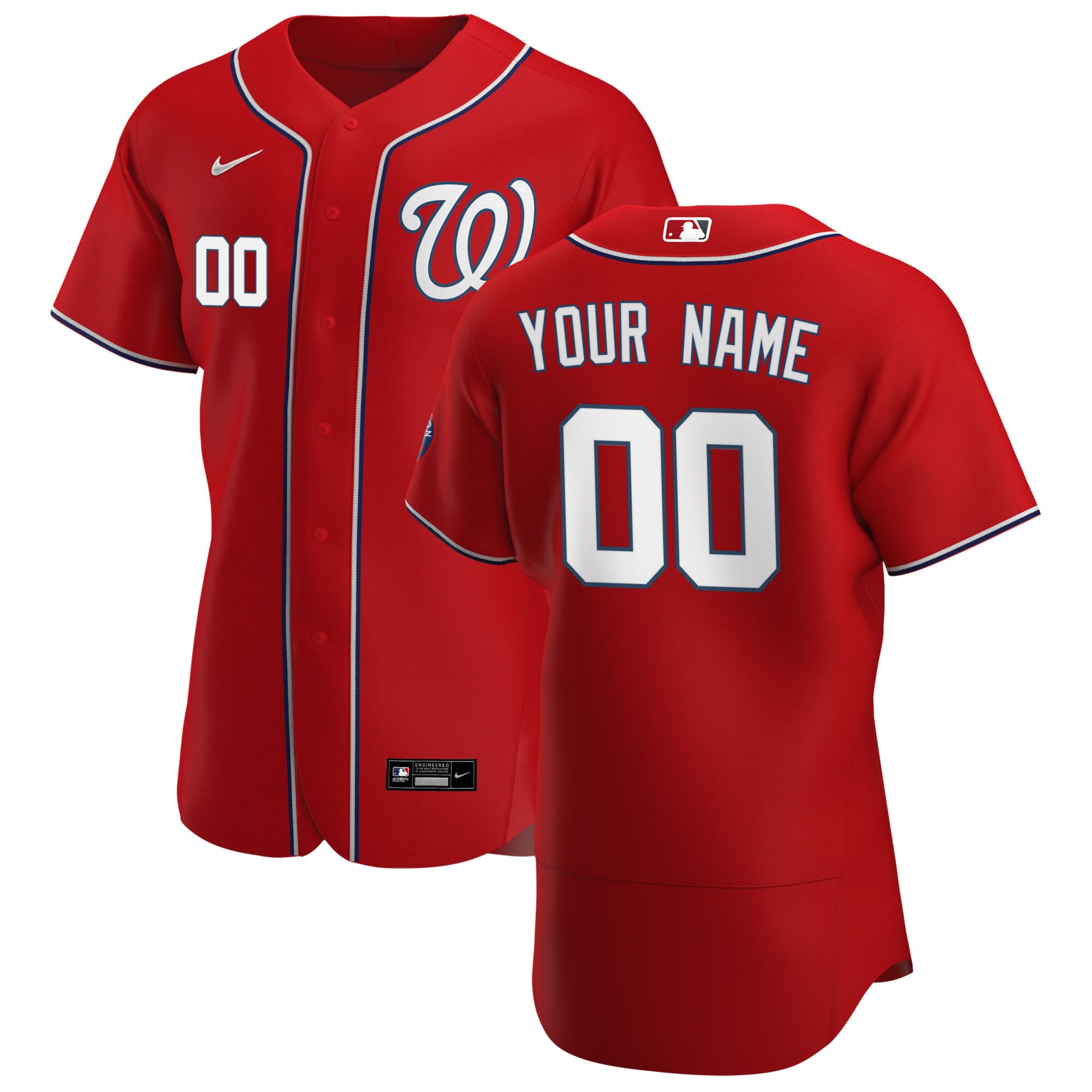 Men's Washington Nationals Nike Scarlet Alternate Authentic Custom Patch Jersey
