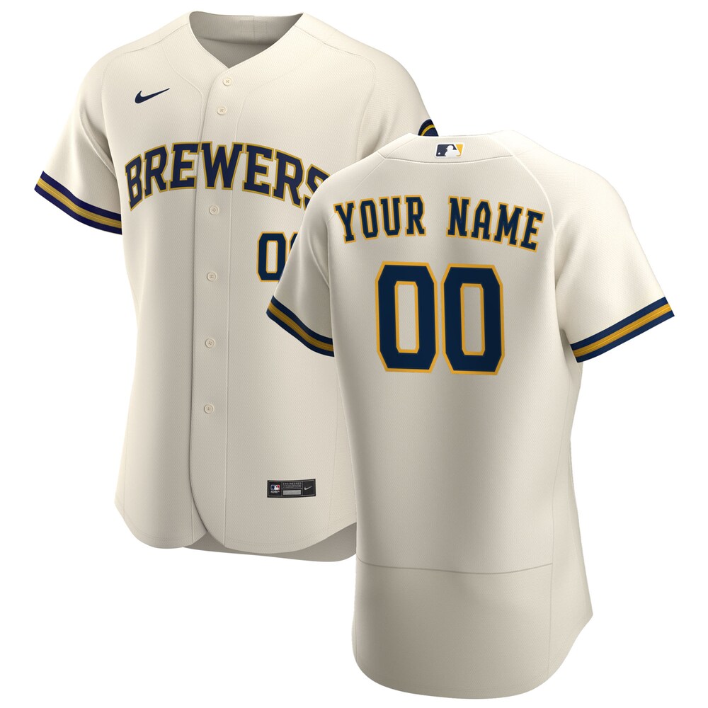 Milwaukee Brewers Nike 2020 Home Custom Jersey - Cream