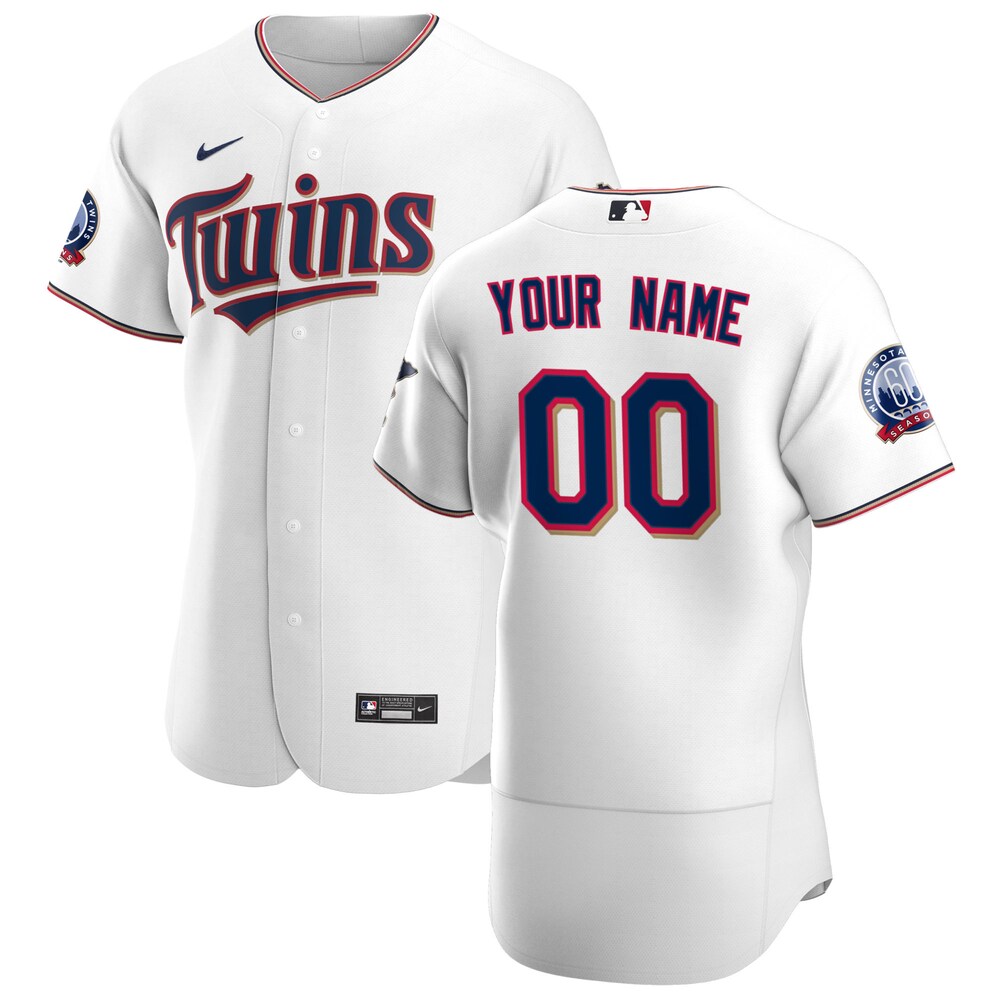 Minnesota Twins Nike 2020 Home Custom Patch Jersey - White