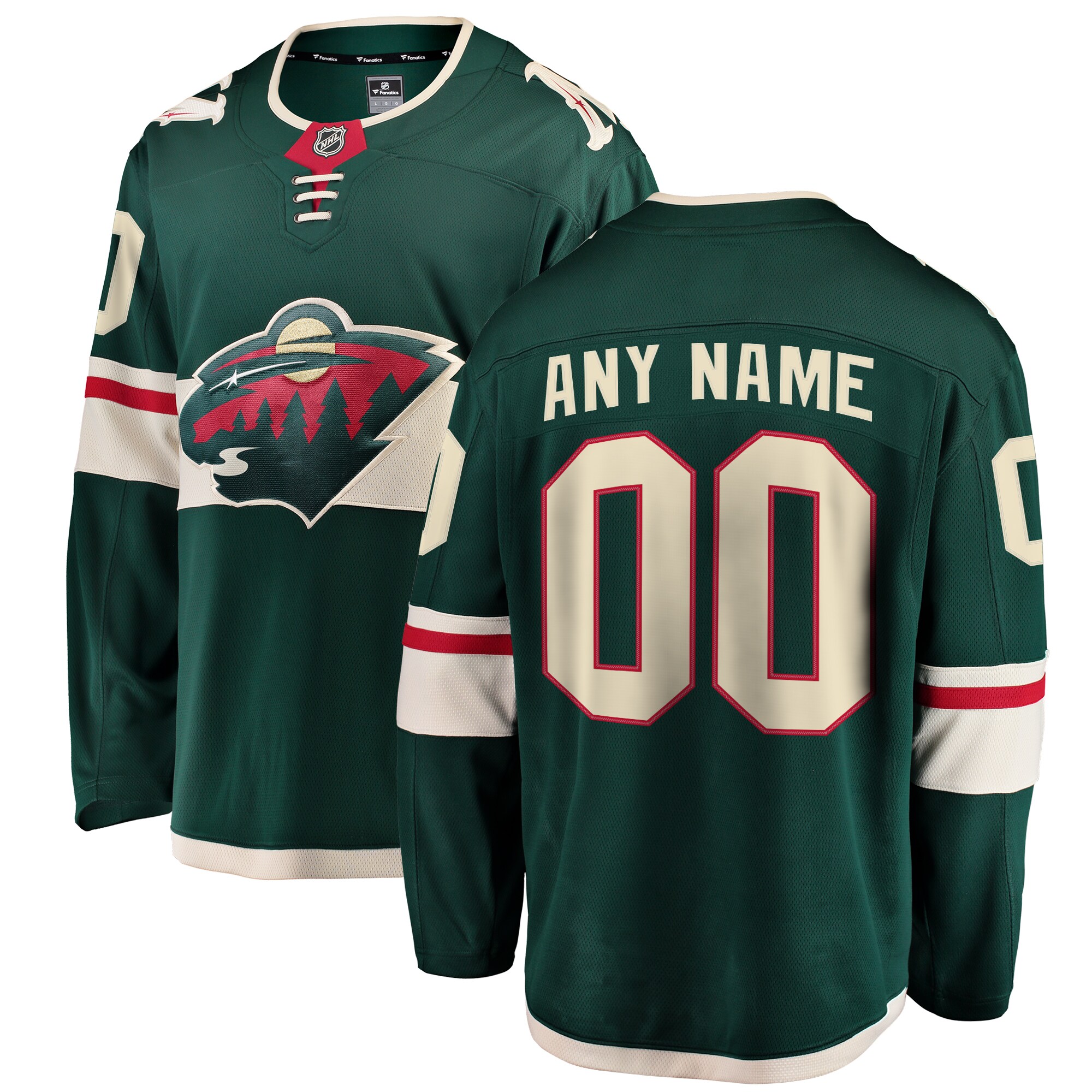 Minnesota Wild Fanatics Youth Home Breakaway Custom Jersey - Green
