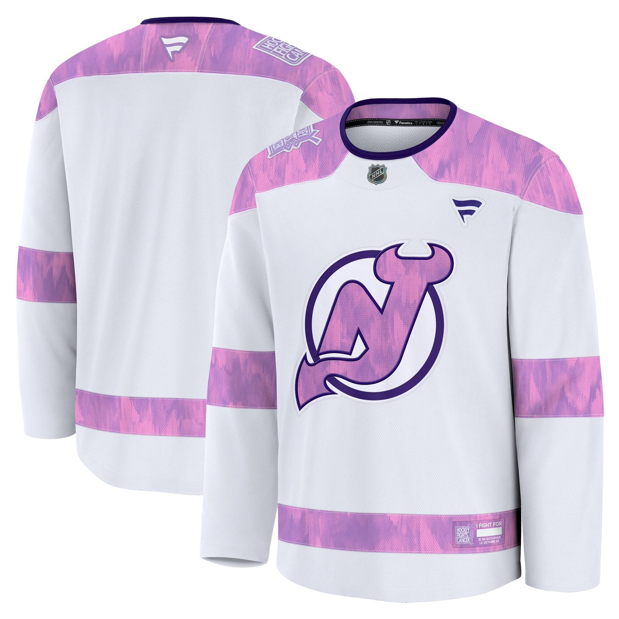  New Jersey Devils Fanatics 2024 Hockey Fights Cancer Practice Jersey - White