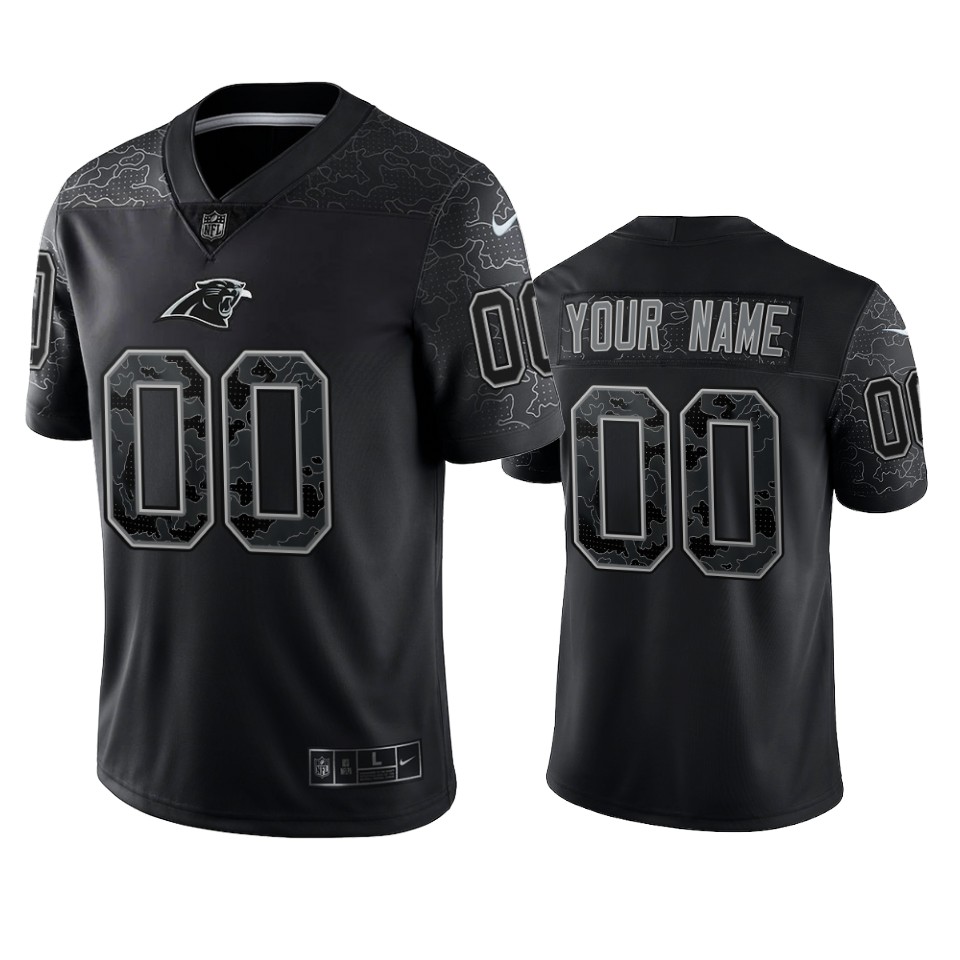 Panthers Custom Reflective Limited Black Jersey Men's