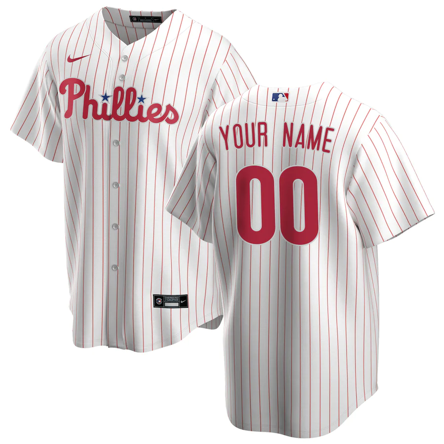 Philadelphia Phillies Nike Home 2020 Replica Custom Jersey â€“ White Red